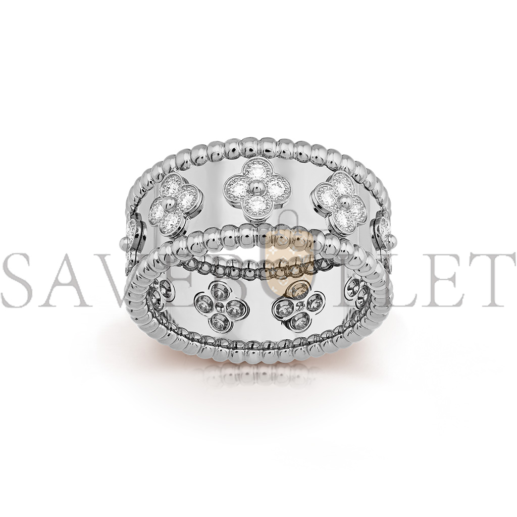 VAN CLEEF ARPELS PERLÉE CLOVERS RING, SMALL MODEL - WHITE GOLD, DIAMOND  VCARO9ND00